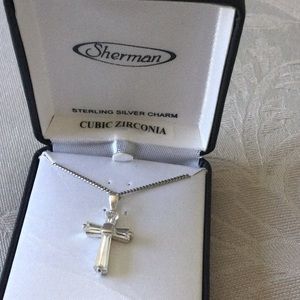 Sterling Silver Cubic Zirconia Cross Necklace